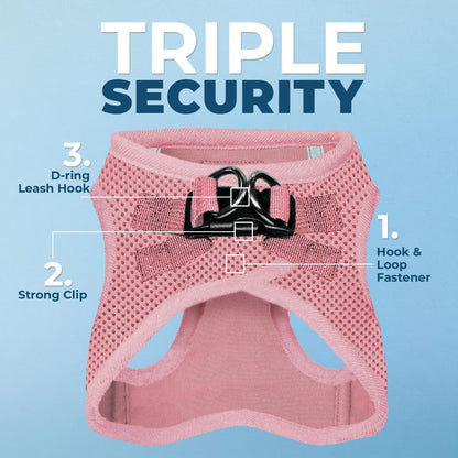Best Pet Supplies Voyager Step-in Air Harness - All Weather Mesh, Reflective, No Pull Harness for Dogs, Cats - Secure with Hook & Loop Fastener, Buckle, Double D-Rings - Pink, XXXS