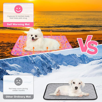 2 Pack Self Warming Cat Bed Self Heating Dog Pad Cat Warming Pad Thermal Pet Mat Washable Reflect Body Heat Removable Cover for Indoor Kittens Puppies Feral Pet(Little Star,20 x 28 Inch)