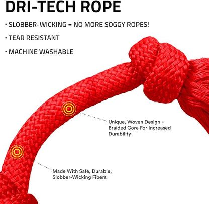 Playology Dog Toys | Dri-Tech Rope Toy Tug of War Rope for Aggressive Chewers | Jumbo Beef Scented Toy - Easy to Clean and Made from Non Toxic Materials