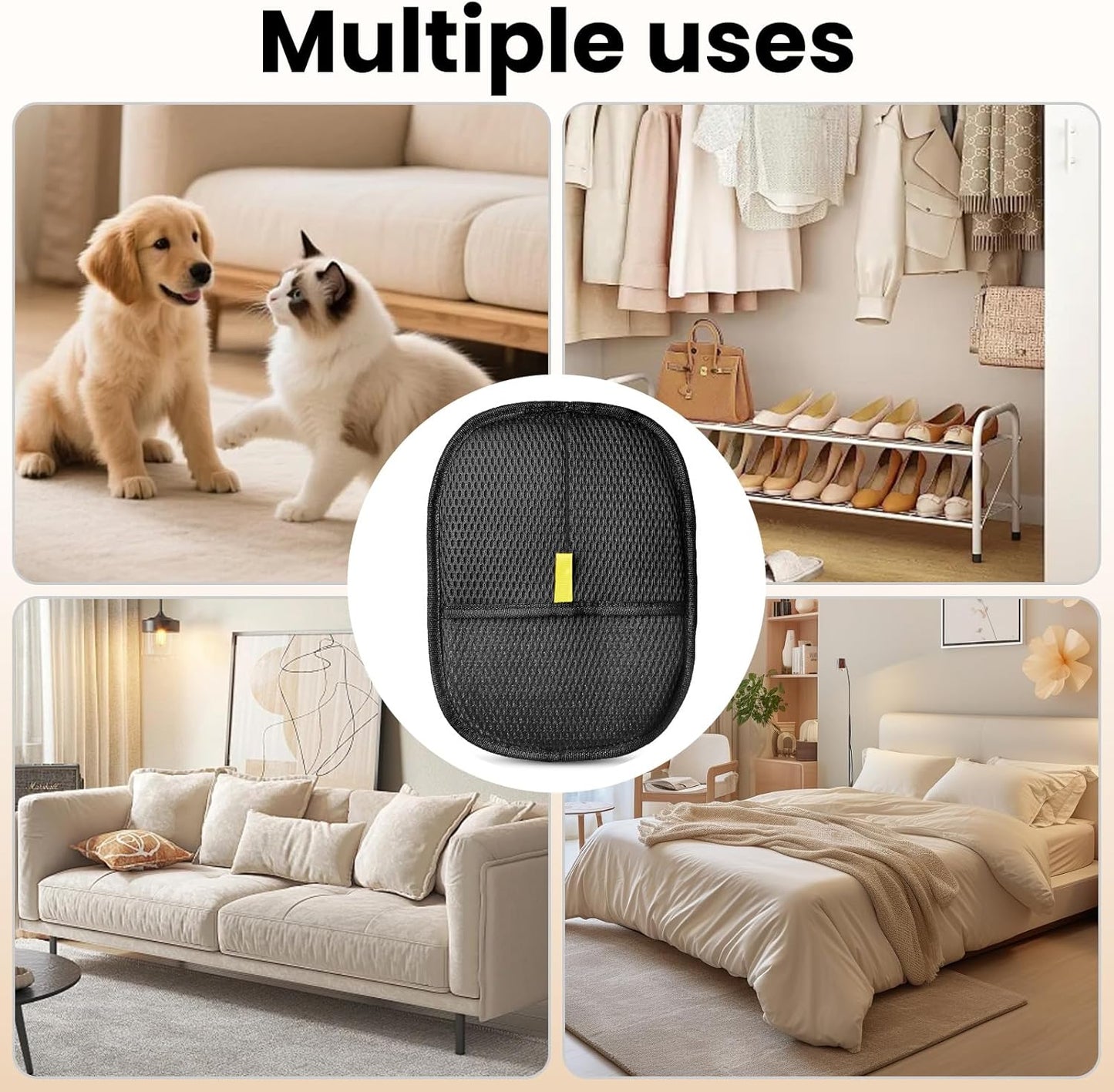 Pet Hair Removal Gloves for Cats & Dogs, 2pcs Reusable Electrostatic Pet Hair Remover Glove, Strong Adsorption Pet Hair Remover Tool to Quickly Clean Animal Hair for Clothes, Bedding, Sofa, Carpet