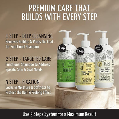 Tauro Pro Line Puppy Shampoo for Sensitive Skin, Natural Hypoallergenic Dog Shampoo for Smelly Dogs, Dog Wash Suitable for Cats (13.5 Fl Oz)