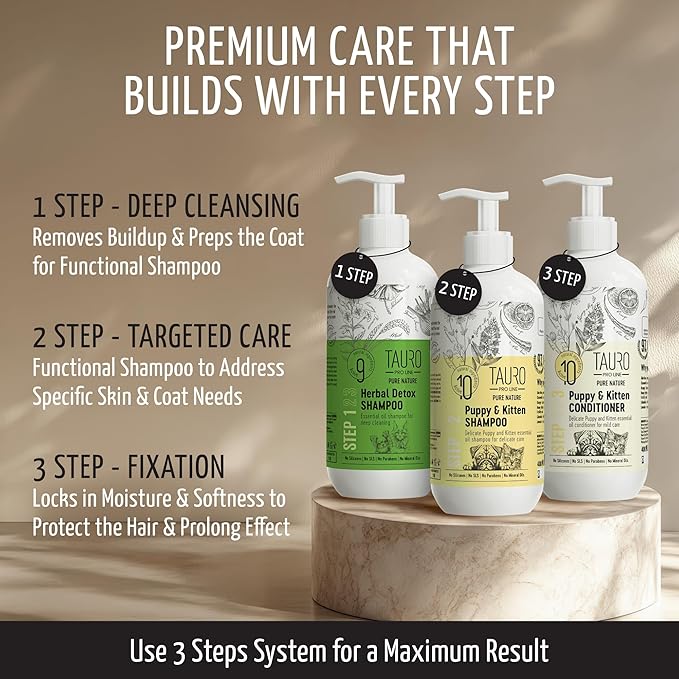 Tauro Pro Line Puppy Conditioner for Dogs & Cat - Natural Hypoallergenic Dog Conditioner for Sensitive Skin, Softens, Detangles, Soothes Itching or Allergies for Pet (13.5 Fl Oz)