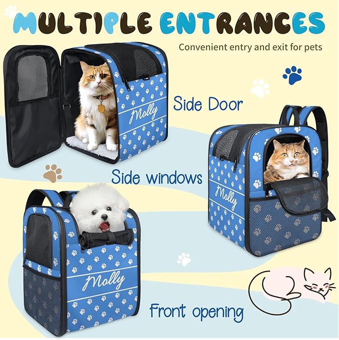 Cat Backpack Carrier-Customizable, Breathable Pet Carrier Backpack for Outdoor Travel/Vet Visits/Daily Use, Adjustable & Secure Design for Small Dogs and Cats Style7
