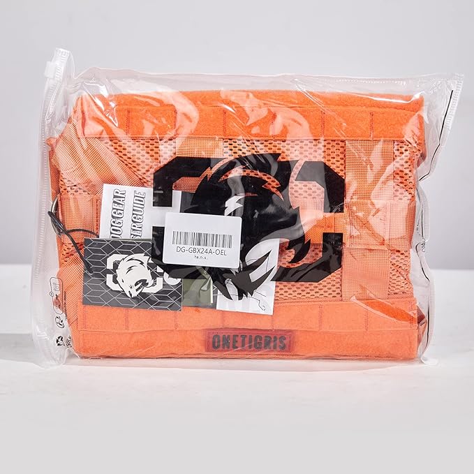 OneTigris No Pull Tactical Dog Harness for Large Dog, Mesh Design Breathable Service Dog Vest with Handle, Military Dog Vest Harness with Molle Panels for Walking Hiking Training (Orange, Large)