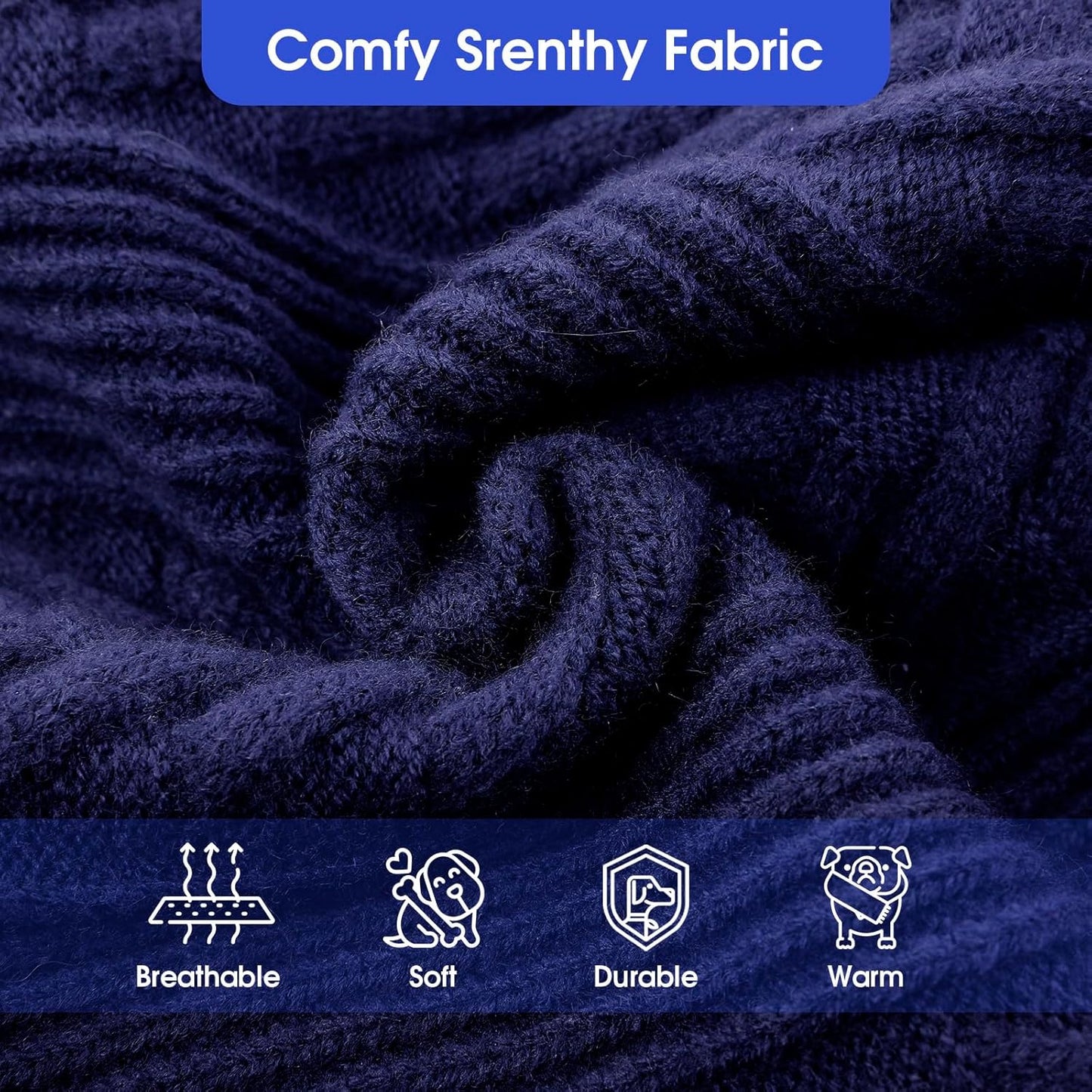 ASENKU XXL Dog Sweater for Extra Large Dogs,Pet Sweatshirt Apparel Turtleneck Pullover Winter Dog Outfits for Pitbull, Labrador Retriever(Royal Blue, 2XL)