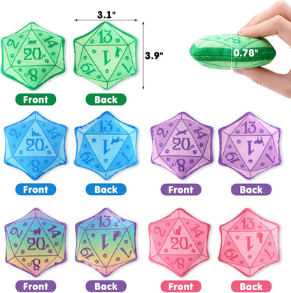 CiyvoLyeen D20 Dice Catnip Toy, DND Interactive Cat Toy Gifts for Role Playing Tabletop Game Soft Plush Funny Cute Kitten Teething Chew Pet Supplies Cat Lover Witchy Gift Idea Dnd Accessories Set of 5