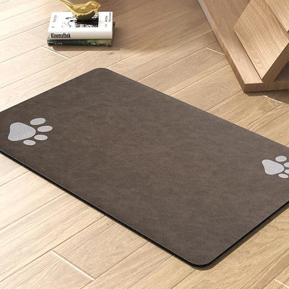 Pet Feeding Mat-Absorbent Dog Mat for Food and Water Bowl-No Stains Quick Dry Water Dispenser Mat-Dog Accessories Pet Supplies-Bowl for Messy Drinkers（Brown,17"x34"