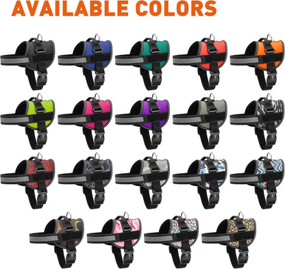 Dogline Dog Harness, Reflective No-Pull Adjustable Vest with Handle for Walking, Training, Breathable, No - Choke Harness for Small, Medium or Large Dogs Room for Patches Leopard Rainbow S 18"-24"
