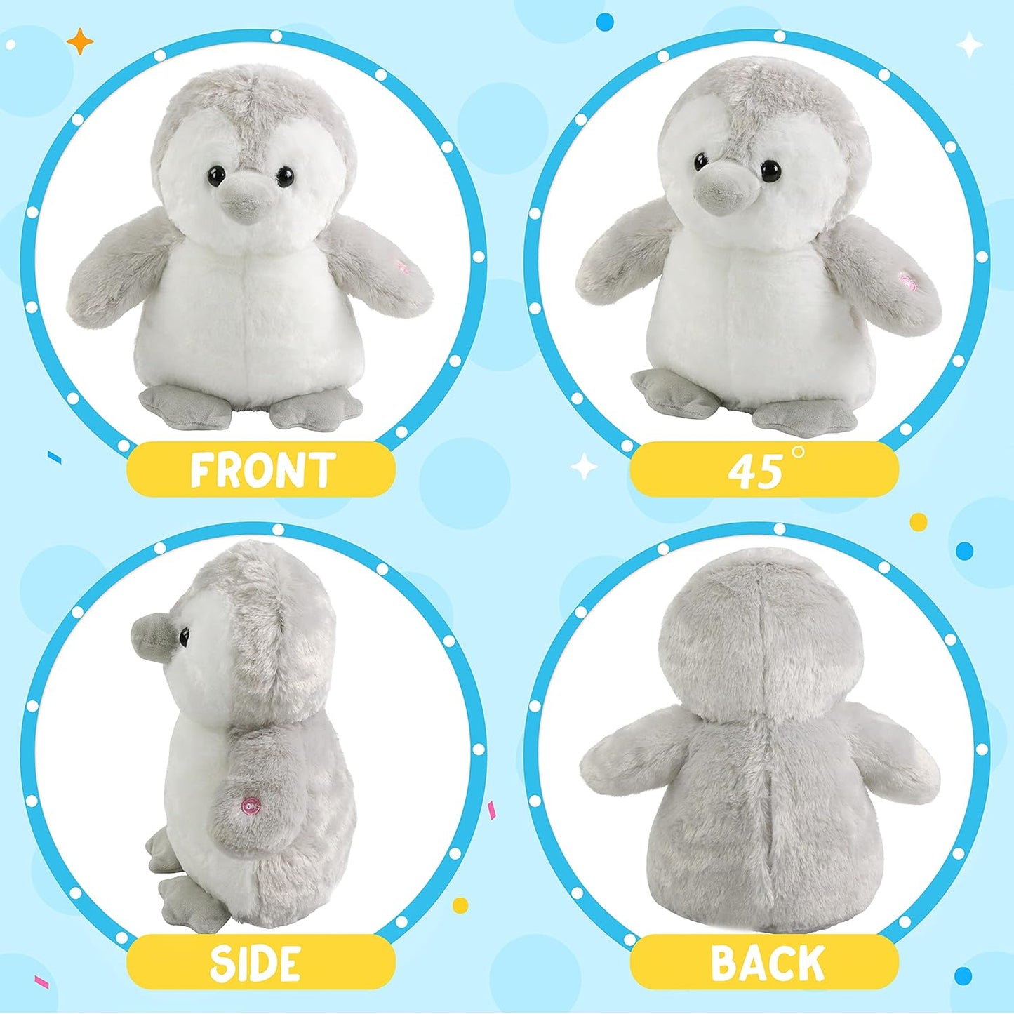 Houwsbaby 12'' LED Light Up Penguin Stuffed Animal Plush Toy for Kids Night Light Glowing and Huggable Soft Plush Toy Present for Kids Baby Boys Girls Birthday Festival Christmas