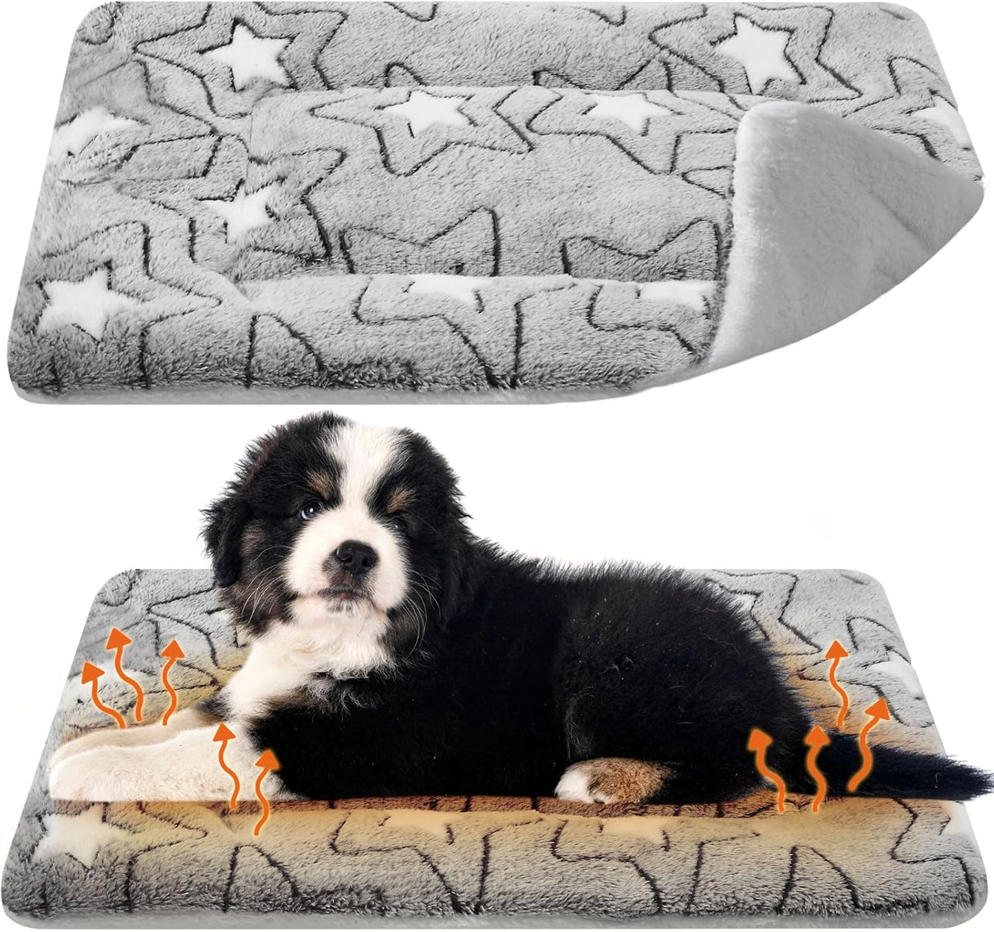 VitalCozy 2 Pack Self Warming Cat Mat Self Heating Pad Bed Reversible Machine Washable Reflects Body Heat Warm Thermal Pet Pad Crate Blanket for Feral and Indoor Cat(Double Star,20'' X 30'')