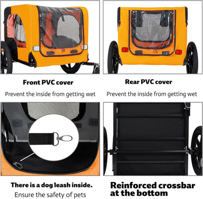 Pet Bike Trailer for Dogs, 88LBS Capacity Dog Bicycle Trailer with 20" Pneumatic Rubber Wheels, Multi-Directional Ventilation, Waterproof Cover, Perfect for Cycling with Pets