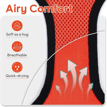 Dooradar Cat Harness and Leash Set, Escape Proof Safe Adjustable Kitten Vest Harnesses for Walking, Easy Control Soft Breathable Mesh Jacket with Reflective Strips for Cats, Reddish Orange, S