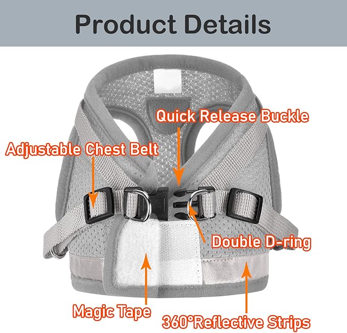 Cat Harnesses and Puppy Harness with Leashes Set, Escape Proof Cat Harness, Adjustable Reflective Soft Mesh Vest Fit Puppy Kitten Rabbit Ferrets's Outdoor Harness