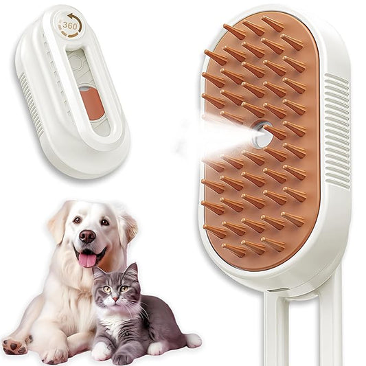Cat Brush Cat Steam Brush Rechargeable Steamy Pet Grooming For Shedding, Water Spray Massage Brushs, Dog Hair Removal Self Cleaning Brushs Steamer Wet Spa Comb (White)