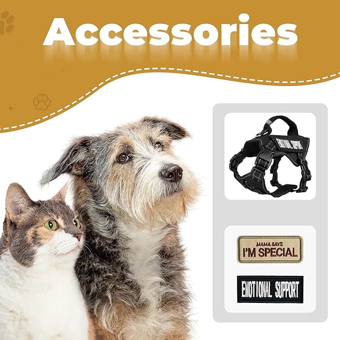 Tactical Cat Harness Adjustable Soft Padded Training Walking Esacpe Cat Vest Harness No-Pull Pet Harness Reflective with Easy Control Handle (Black, L)