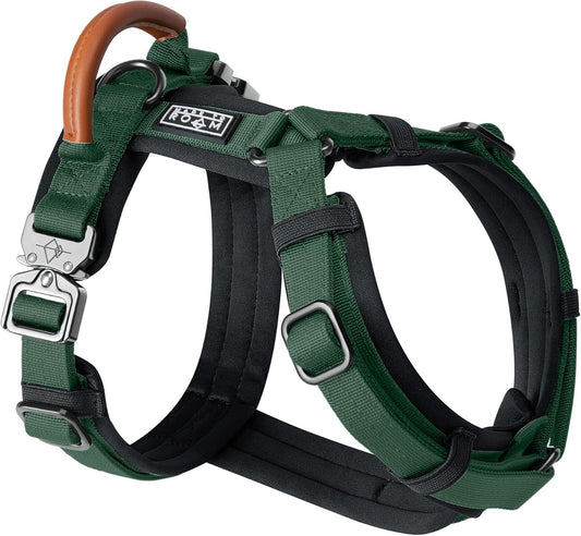 MADE TO ROAM Premium Explorer Harness - Y-Shaped Dog Harness with Adjustable Durable Nylon, Soft Padding, Metal Buckles and Leather Handle for Small, Medium, Large Dogs (Maine Marina, Size 5)