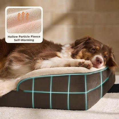 Bedsure Self Warming Orthopedic Dog Beds Large Sized Dog - Washable Large Dogs Bed Waterproof, Big Comfort Dogs Couch Sofa with Removable Cover, Supportive Foam Pet Bed with Nonskid Bottom, Brown