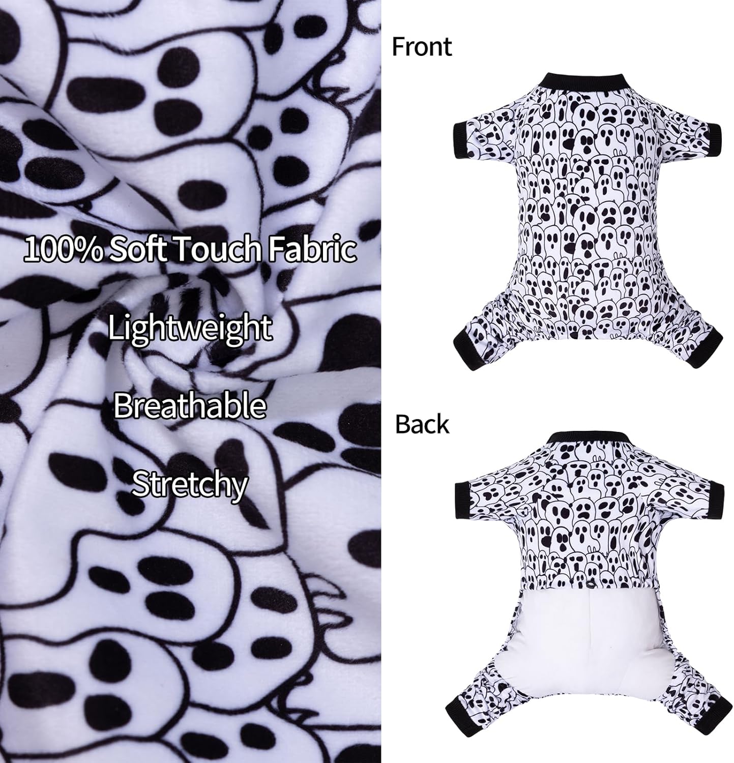 CuteBone Small Dogs Outfit Soft Puppy Onesies Pjs Halloween Dog Pajamas Pet Coat Cat Apparel Comfy Doggie Jumpsuit Bodysuit for All Seasons P300L