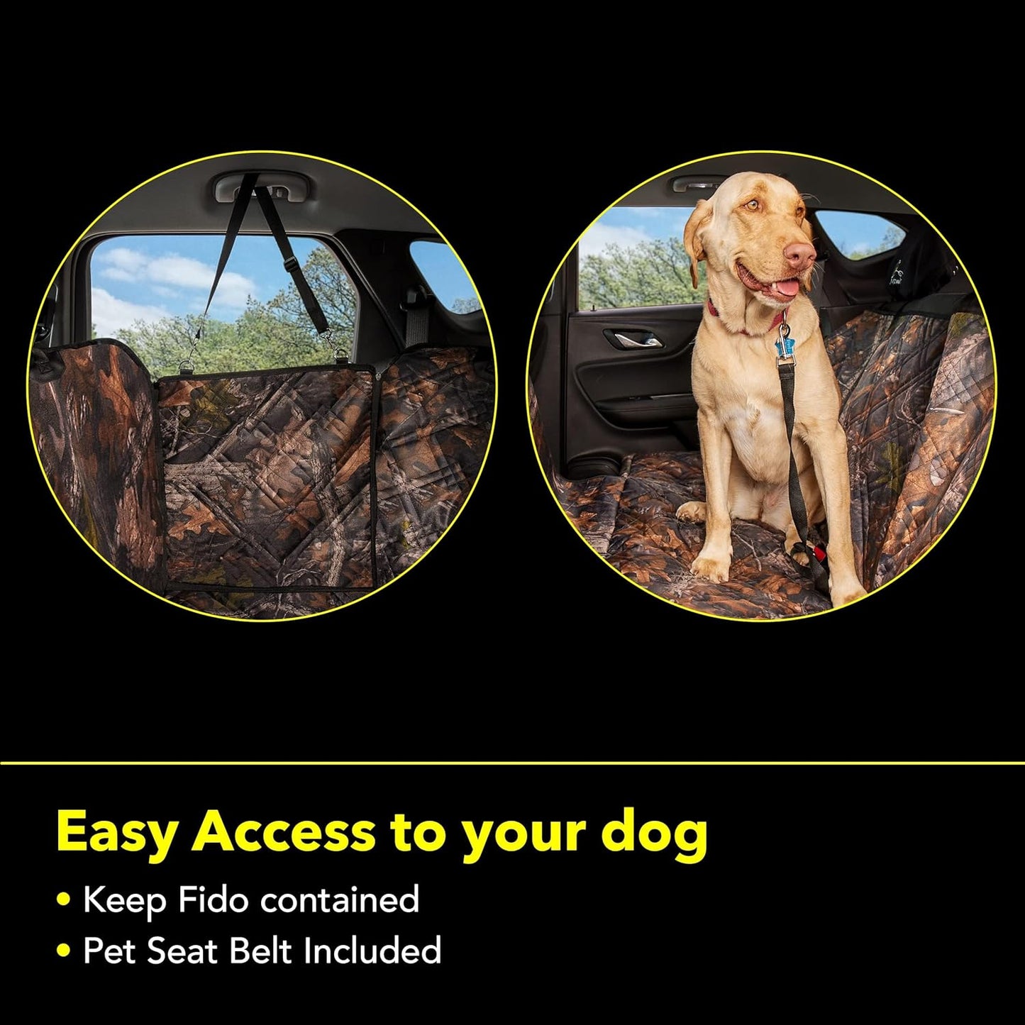 Meadowlark Premium Hammock Dog Car Seat Cover Back Seat, Pet Cover Car Seat Protector, Non-Slip, Dog Stuff, Anti Shock, Water Repellant, Pet Car Seat Cover for Dogs w/Seat Belt & 2 Headrest Covers