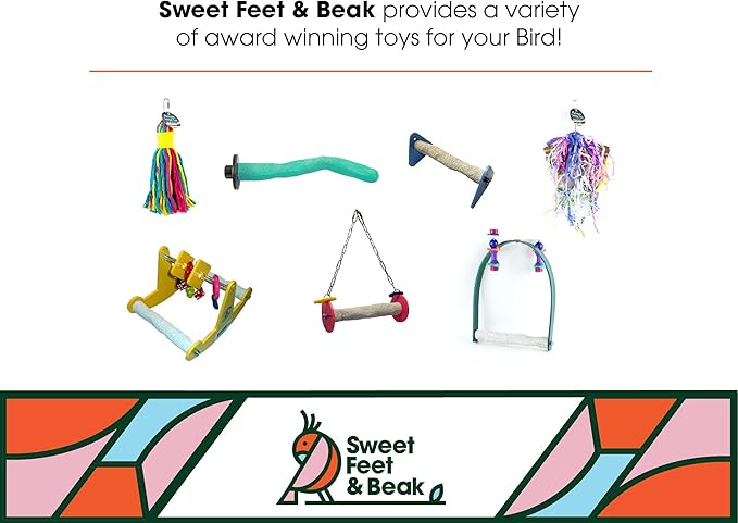 Sweet Feet and Beak Comfort Grip Safety Perch for Bird Cages - Patented Pumice Perch for Birds to Keep Nails and Beaks in Top Condition - Safe Easy to Install Bird Cage Accessories - XL 13.5"