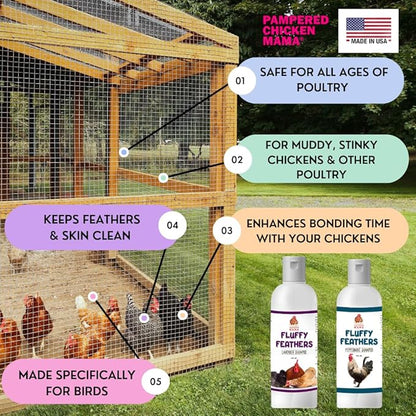 Feather Shampoo for Chickens | Bird Shampoo for Cockatiels, Cockatoo, Parrots: Poultry Conditioner & Baby Chicken Supplies, Gamefowl Supplies for Clean Feathers (Lavender)