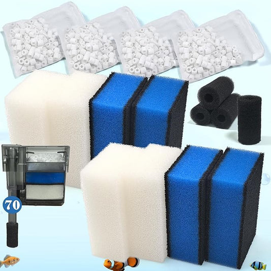 NEWKE 4 Sets of Upgraded Three-Stage Filtration Tank Filter for AquaClear 70 Power Filter, 4 Sets of Maintenance Kit Refills for Fish Tank Filter for 40- to 70-Gallon Aquariums