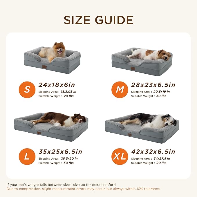 Bedsure XL Self Warming Orthopedic Dog Bed for Extra Large Dogs - Washable XLarge Dog Bed Waterproof, Comfort Pet Couch with Removable Cover, Supportive Foam Pets Sofa with Nonskid Bottom, Brown
