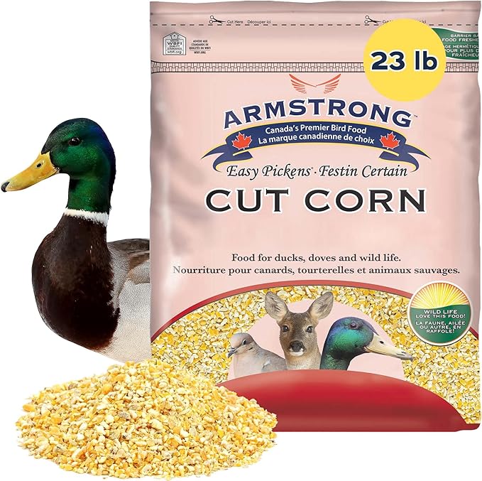 Armstrong Wild Bird Food Cut Corn, 23 Pounds - Premium High-Energy Feed for Mourning Doves, Blue Jays, Ducks & Deer - Ideal for Backyard Feeders, Ground Feeding & Outdoor Wildlife