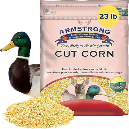 Armstrong Wild Bird Food Cut Corn, 23 Pounds - Premium High-Energy Feed for Mourning Doves, Blue Jays, Ducks & Deer - Ideal for Backyard Feeders, Ground Feeding & Outdoor Wildlife
