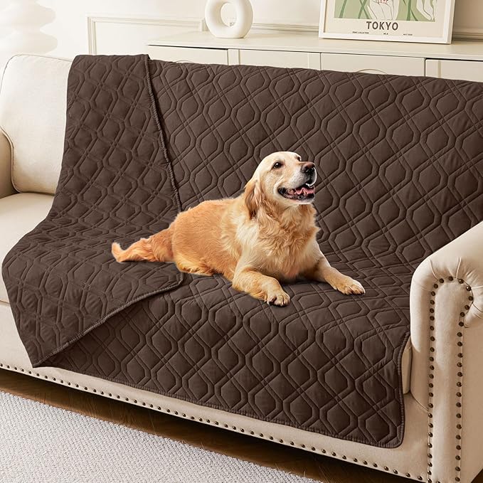 hyha Waterproof Dog Bed Blanket, Soft Pet Blankets, Waterproof Couch Cover for Dogs, Reversible Sofa Covers Washable for Furniture (52x82 Inch, Chocolate/Chocolate)