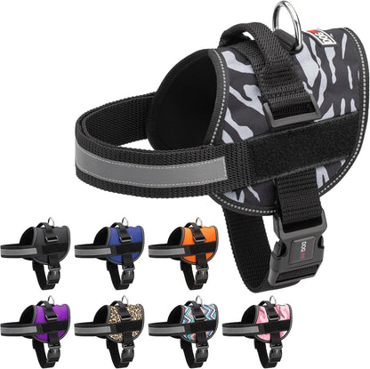 Dogline Dog Harness, Reflective No-Pull Adjustable Vest with Handle for Walking, Training, Breathable, No - Choke Harness for Small, Medium or Large Dogs Room for Patches Zebra Black/White S 18"-24"