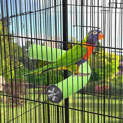U Shape Parrot Perch Stand Toy Bird Platform Sand Paw Grinding Clean Stick Exercise Conure Budgie Cockatiel Cage Accessories (Green-Corner)