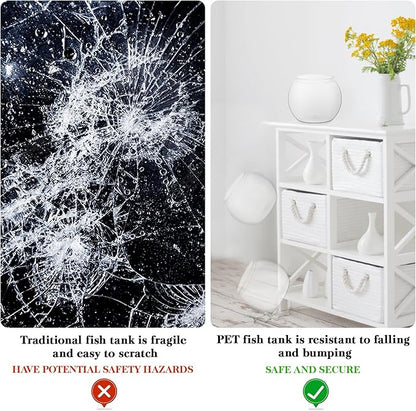 Goldfish Bowl Plastic Fish Bowl Clear Small Fish Tank Transparent Aquarium Hydroponic Planter for Living Room Home Office Table Decor