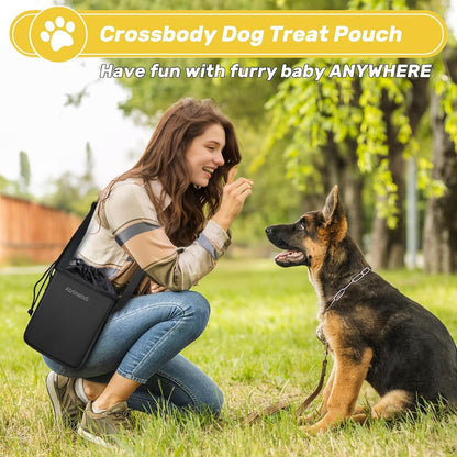 6 Set Dog Travel Bag, Large Pet Supplies for Dogs, Includes 2 Collapsible Dog Bowls, 2 Food Containers, 1 Treat Pouch with Pet Travel Bag, Black