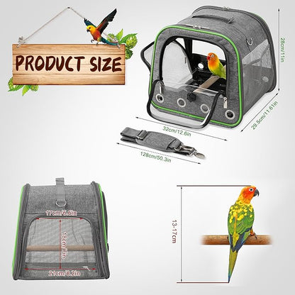 Suertree Upgraded Small Bird Carrier, Lightweight and Portable Travel Bird Cage with Stand and Easy Clean Tray, Parrot Parakeet Cockatiels Bird Travel Cage