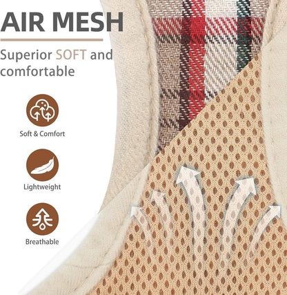 PUPTECK Adjustable Dog Harness Collar and Leash Set Step in No Pull Pet Harness for Small Medium Dogs Puppy and Cats Outdoor Walking Running, Soft Mesh Padded Reflective Vest Harnesses, Khaki L