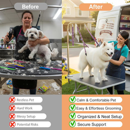 Dog Grooming Belly Straps Pink Pet Grooming Supplies 3 Sets Professional Dogs Belly Band Pet Dogs Groomer Extension Strap Table Arm Loop Extender for Small Medium Large Pets (Pink)