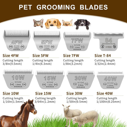 Detachable Pet Dog Grooming Blades-Size 10W Dog Grooming Wide Blade,Cutting Length 1/16" 1.5mm,Compatible with Andi-s,Oster A5,Wahl km10 Clippers