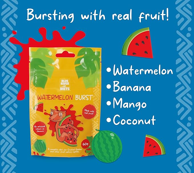 Crested Gecko Diet | Watermelon Burst | All Natural Low Fat Complete Gecko Food | 2.1oz