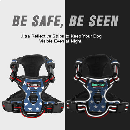 BARKBAY No Pull Dog Harness Front Clip Heavy Duty Reflective Easy Control Handle for Large Dog Walking(Star,XS)