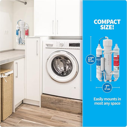 Aquatic Life RO Buddie 3-Stage Reverse Osmosis Aquarium Water Filter System RO Filtration Unit for Fish Tank, Fountains, and More, 100 GPD