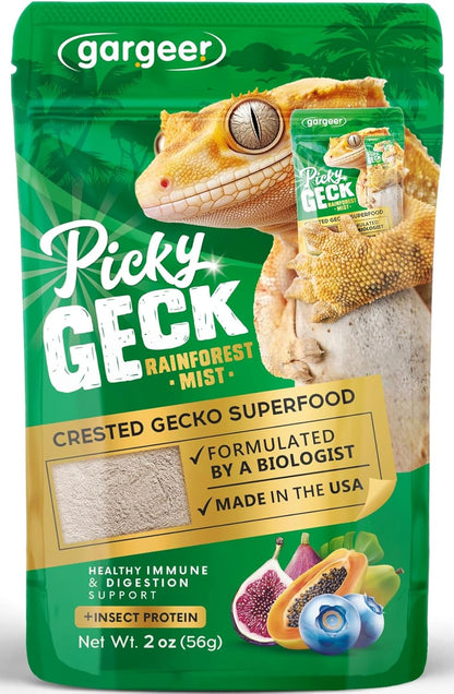 'Picky Geck' Rainforest Mist - Premium Crested Gecko Food | Immune & Digestion Support with Banana, Papaya, Fig & Blueberry | No Fillers - Only Premium Ingredients | 2oz | Made in USA