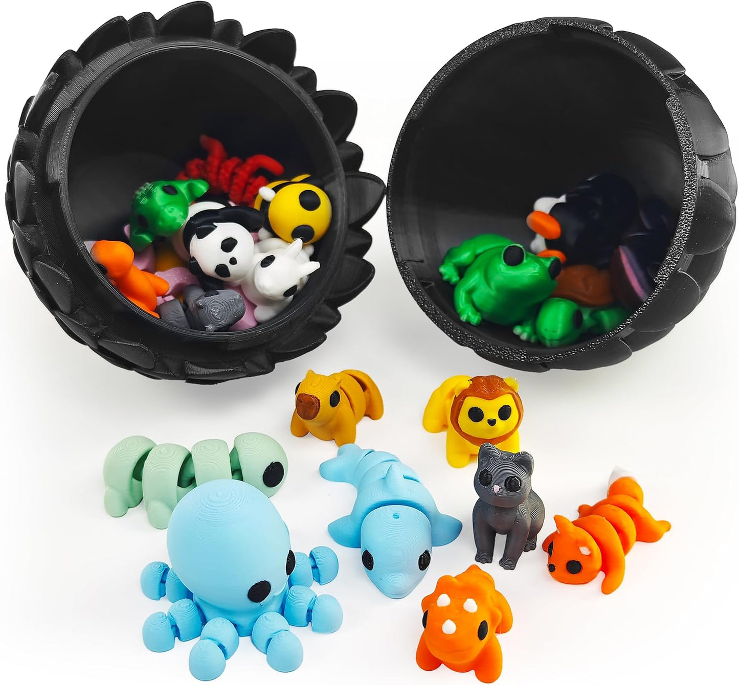 Mini 3D Printed Animal Figurines Set,Articulated, Flexible, and Exquisitely Cute (Animal C)