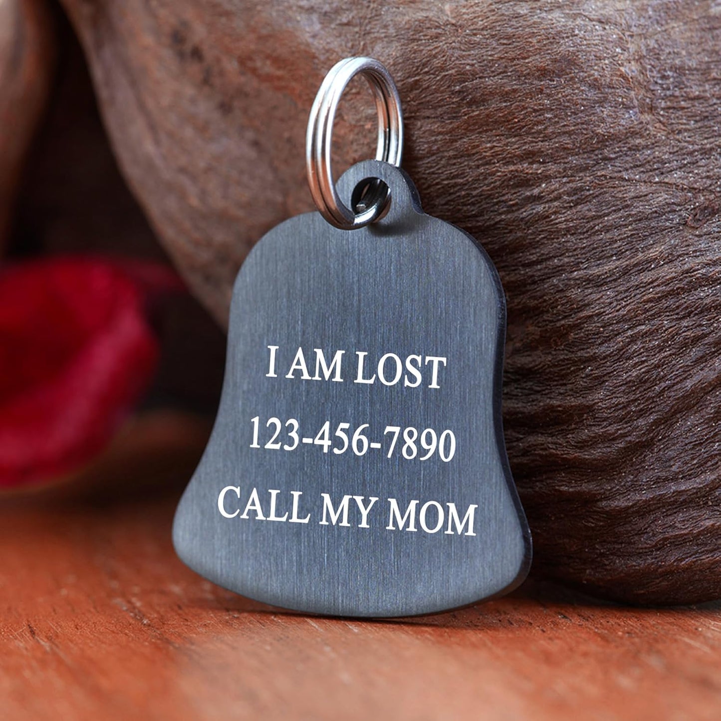 Ultra Joys Cat ID Tag Personalized Pet Tags, Durable Stainless Steel Small Pet Mini Dog Cat Tag Lightweight - Bell Tag in Black