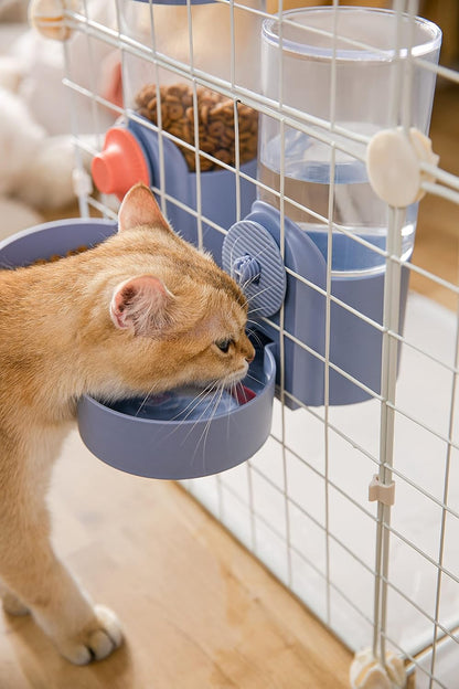 Kenond Hanging Automatic Pet Food Water Dispenser Set,1L Auto Gravity Rabbit Feeder and Dispenser, Cage Accessories Cat Food Bowl Dog Waterer for Puppy Chinchilla Hedgehog Ferret(Blue)