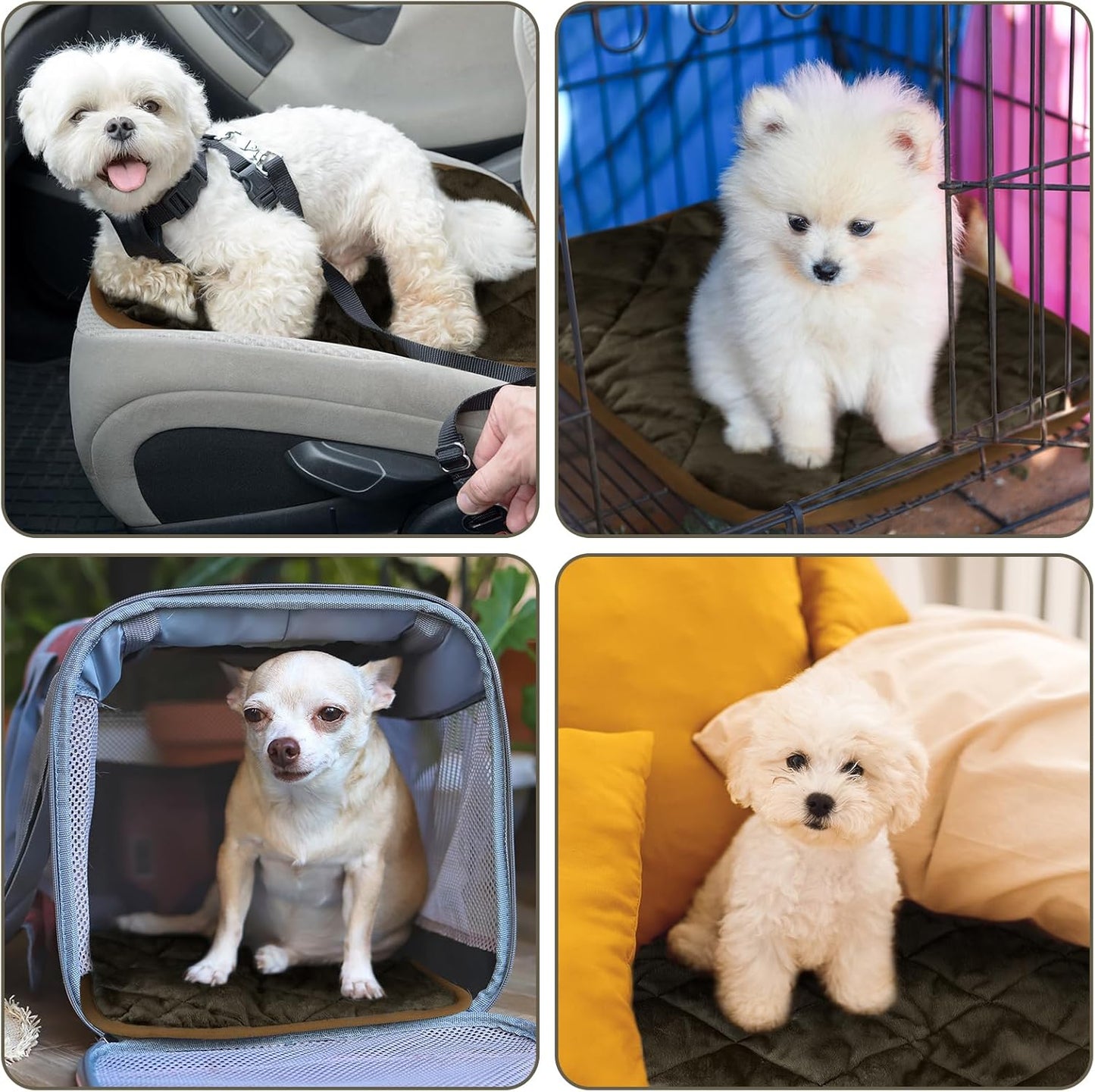 4 Pack Self Heating Cat Pad Self Warming Dog Mat Reflects Body Heat Extra Warm Thermal Pet Pad Washable Dog Cat Bed Crate Bed Mat Blanket(Coffee Color,16 x 20 Inch)