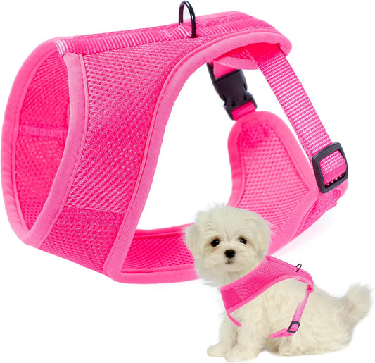 Mile High Life Step in Dog Harness for Small Dogs No Pull, Easy Get on Air Mesh Vest Harness, Adjustable Easy Closures Both Neck and Chest (Hot Pink, L Chest 21.6"-43.2")