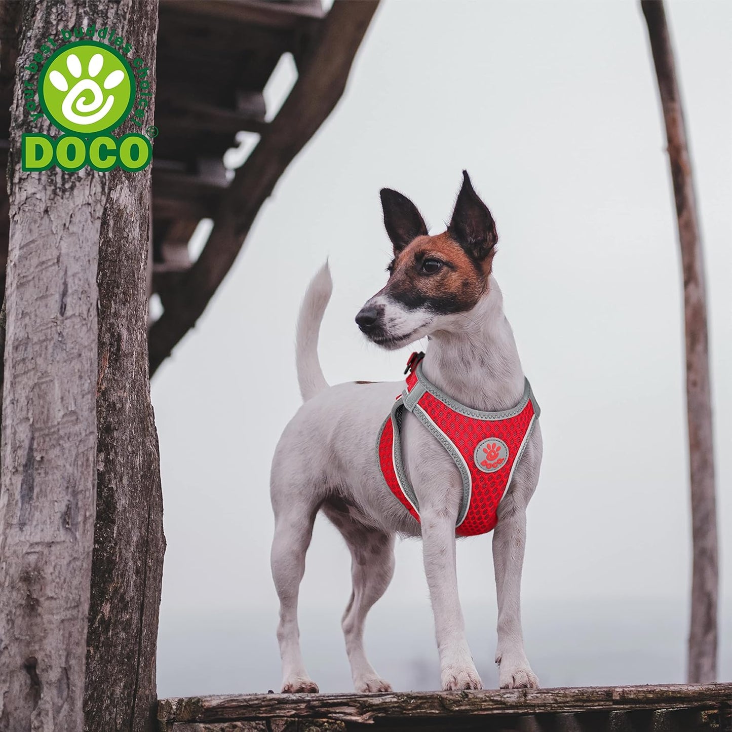 DOCO Dog Harness for Large Sized Dog - Athletica Adjustable, No Pull, No Choke, Puppy Vest Lightweight Air Mesh, Reflective, Puppy Essentials - Orange, Large (Chest 18.5"-19.5", Weight 15-20 lbs)