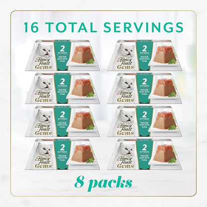 Fancy Feast Gems Pate Cat Food Mousse With Tuna and a Halo of Savory Gravy Cat Food - (Pack of 8) 4 oz. Boxes