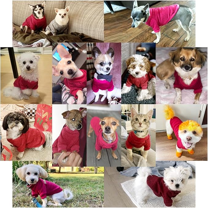 Jecikelon Dog Clothes Dogs Sweater Soft Puppies Clothing Winter Puppy Sweaters Warm Outfit for Dogs Small XXS XS Cat Apparel (X-Large, Wine)
